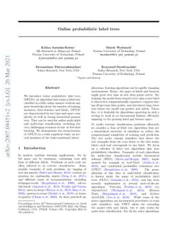Online probabilistic label trees