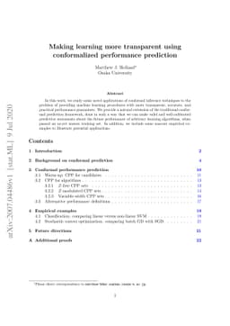 Making learning more transparent using conformalized performance
  prediction