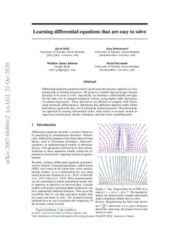Learning Differential Equations that are Easy to Solve