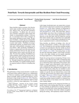 PointMask: Towards Interpretable and Bias-Resilient Point Cloud
  Processing