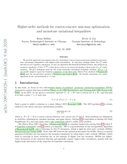 Higher-order methods for convex-concave min-max optimization and
  monotone variational inequalities