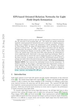 EPI-based Oriented Relation Networks for Light Field Depth Estimation
