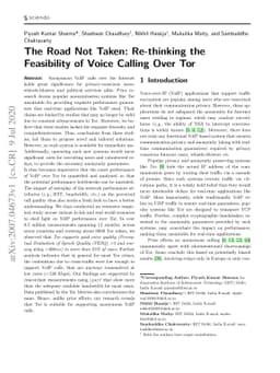 The Road Not Taken: Re-thinking the Feasibility of Voice Calling Over
  Tor