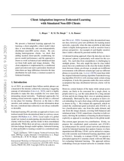 Client Adaptation improves Federated Learning with Simulated Non-IID
  Clients