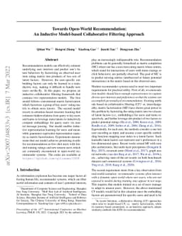 Towards Open-World Recommendation: An Inductive Model-based
  Collaborative Filtering Approach