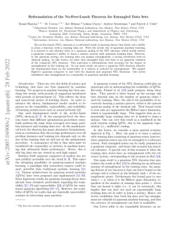 Reformulation of the No-Free-Lunch Theorem for Entangled Data Sets