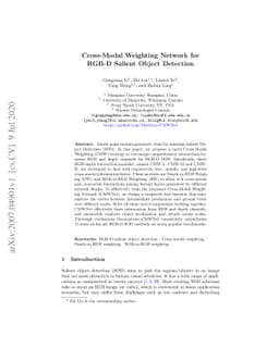 Cross-Modal Weighting Network for RGB-D Salient Object Detection