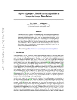 Improving Style-Content Disentanglement in Image-to-Image Translation