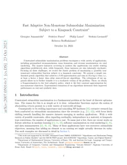 Fast Adaptive Non-Monotone Submodular Maximization Subject to a Knapsack
  Constraint