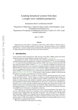 Learning dynamical systems from data: a simple cross-validation
  perspective