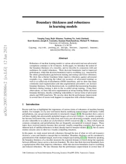 Boundary thickness and robustness in learning models