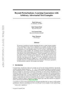 Beyond Perturbations: Learning Guarantees with Arbitrary Adversarial
  Test Examples