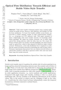 Optical Flow Distillation: Towards Efficient and Stable Video Style
  Transfer