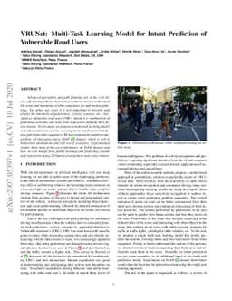 VRUNet: Multi-Task Learning Model for Intent Prediction of Vulnerable
  Road Users