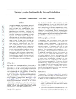 Machine Learning Explainability for External Stakeholders