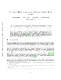 New Oracle-Efficient Algorithms for Private Synthetic Data Release