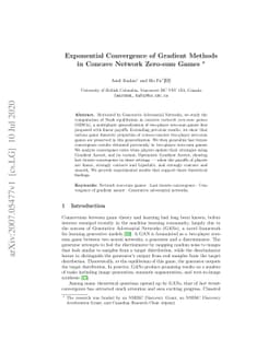 Exponential Convergence of Gradient Methods in Concave Network Zero-sum
  Games