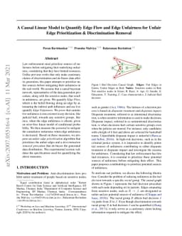 A Causal Linear Model to Quantify Edge Flow and Edge Unfairness for
  UnfairEdge Prioritization and Discrimination Removal