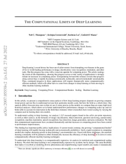 The Computational Limits of Deep Learning