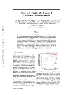 Contrastive Training for Improved Out-of-Distribution Detection