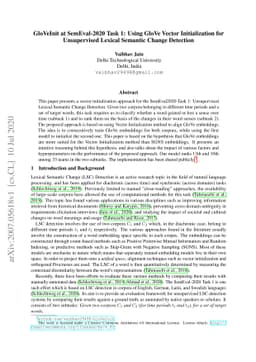 GloVeInit at SemEval-2020 Task 1: Using GloVe Vector Initialization for
  Unsupervised Lexical Semantic Change Detection