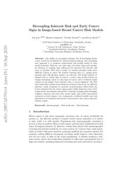 Decoupling Inherent Risk and Early Cancer Signs in Image-based Breast
  Cancer Risk Models