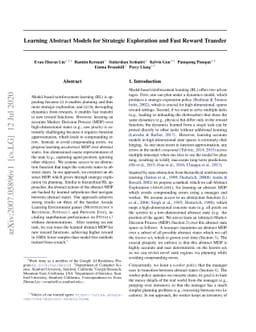 Learning Abstract Models for Strategic Exploration and Fast Reward
  Transfer