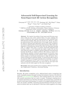 Adversarial Self-Supervised Learning for Semi-Supervised 3D Action
  Recognition