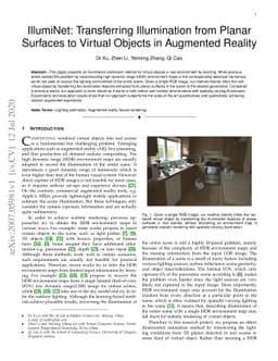 IllumiNet: Transferring Illumination from Planar Surfaces to Virtual
  Objects in Augmented Reality