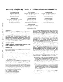 Tabletop Roleplaying Games as Procedural Content Generators
