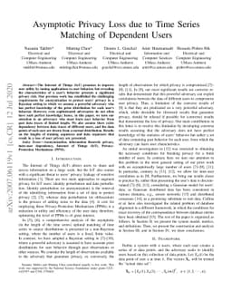 Asymptotic Privacy Loss due to Time Series Matching of Dependent Users