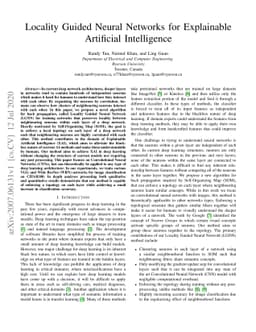 Locality Guided Neural Networks for Explainable Artificial Intelligence