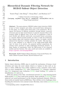 Hierarchical Dynamic Filtering Network for RGB-D Salient Object
  Detection