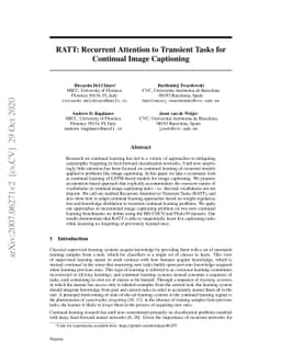 RATT: Recurrent Attention to Transient Tasks for Continual Image
  Captioning