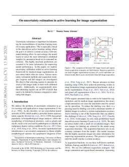 On uncertainty estimation in active learning for image segmentation