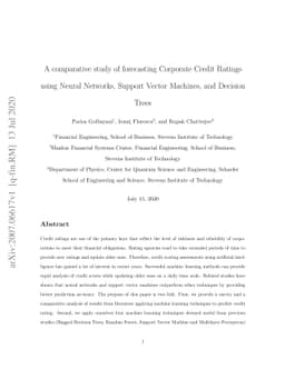 A comparative study of forecasting Corporate Credit Ratings using Neural
  Networks, Support Vector Machines, and Decision Trees