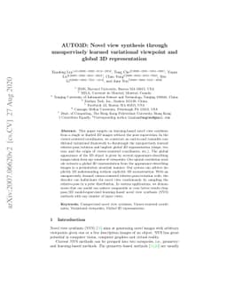 AUTO3D: Novel view synthesis through unsupervisely learned variational
  viewpoint and global 3D representation