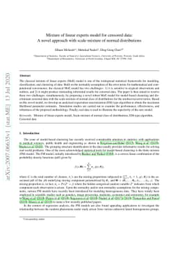 Mixture of linear experts model for censored data: A novel approach with
  scale-mixture of normal distributions