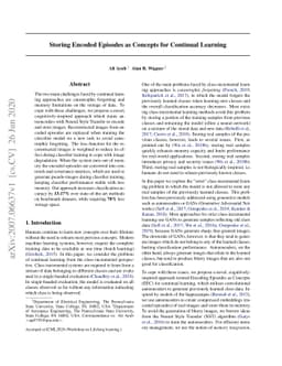 Storing Encoded Episodes as Concepts for Continual Learning