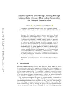 Improving Pixel Embedding Learning through Intermediate Distance
  Regression Supervision for Instance Segmentation