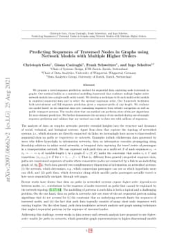 Predicting Sequences of Traversed Nodes in Graphs using Network Models
  with Multiple Higher Orders