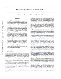 Momentum-Based Policy Gradient Methods