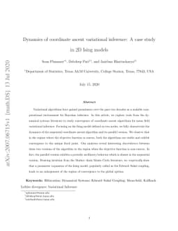 Dynamics of coordinate ascent variational inference: A case study in 2D
  Ising models