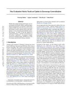Our Evaluation Metric Needs an Update to Encourage Generalization