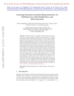 Learning Semantics-enriched Representation via Self-discovery,
  Self-classification, and Self-restoration