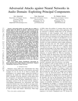 Adversarial Attacks against Neural Networks in Audio Domain: Exploiting
  Principal Components