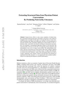 Extracting Structured Data from Physician-Patient Conversations By
  Predicting Noteworthy Utterances