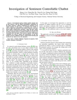 Investigation of Sentiment Controllable Chatbot