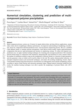 Numerical simulation, clustering and prediction of multi-component
  polymer precipitation