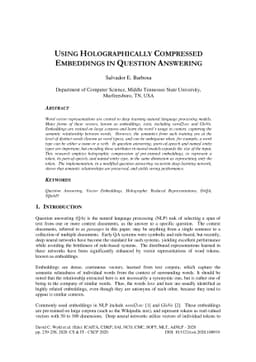 Using Holographically Compressed Embeddings in Question Answering